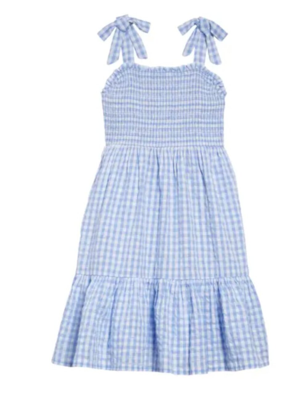 Nordstrom Light Blue Gingham Tie-Shoulder Sundress